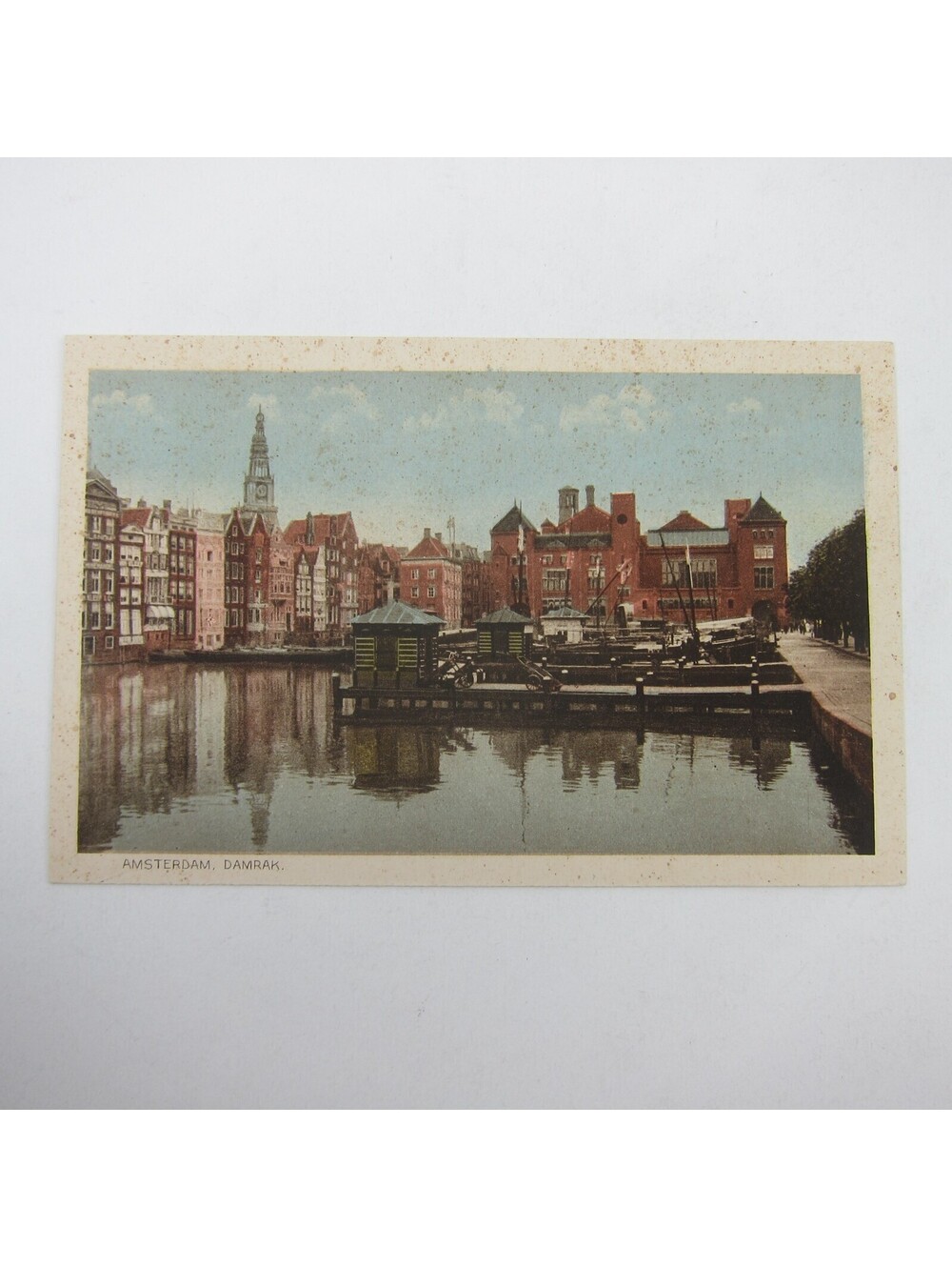 Postcard Netherlands Amsterdam Damrak Avenue & Canal Antique Unposted RARE